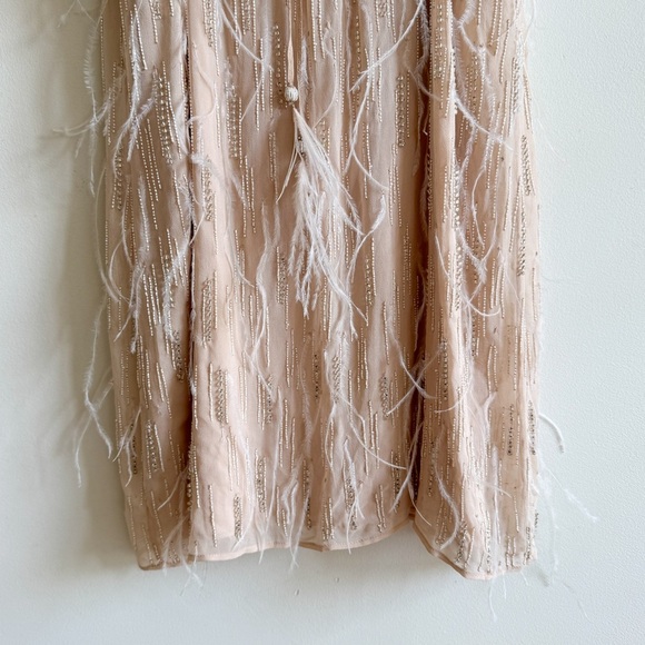 HAUTE HIPPIE • Winds of Change Beaded Feather Silk Slip Dress in Buff - Picture 11 of 16